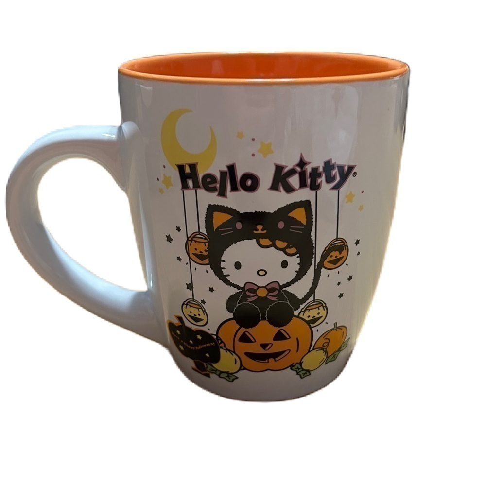 Hello Kitty Halloween Coffee Mug NEW White Orange Cup